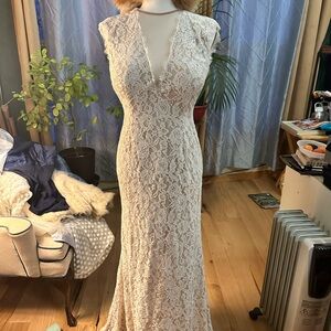 Aiden Ivory Lace V-Neck Wedding Gown